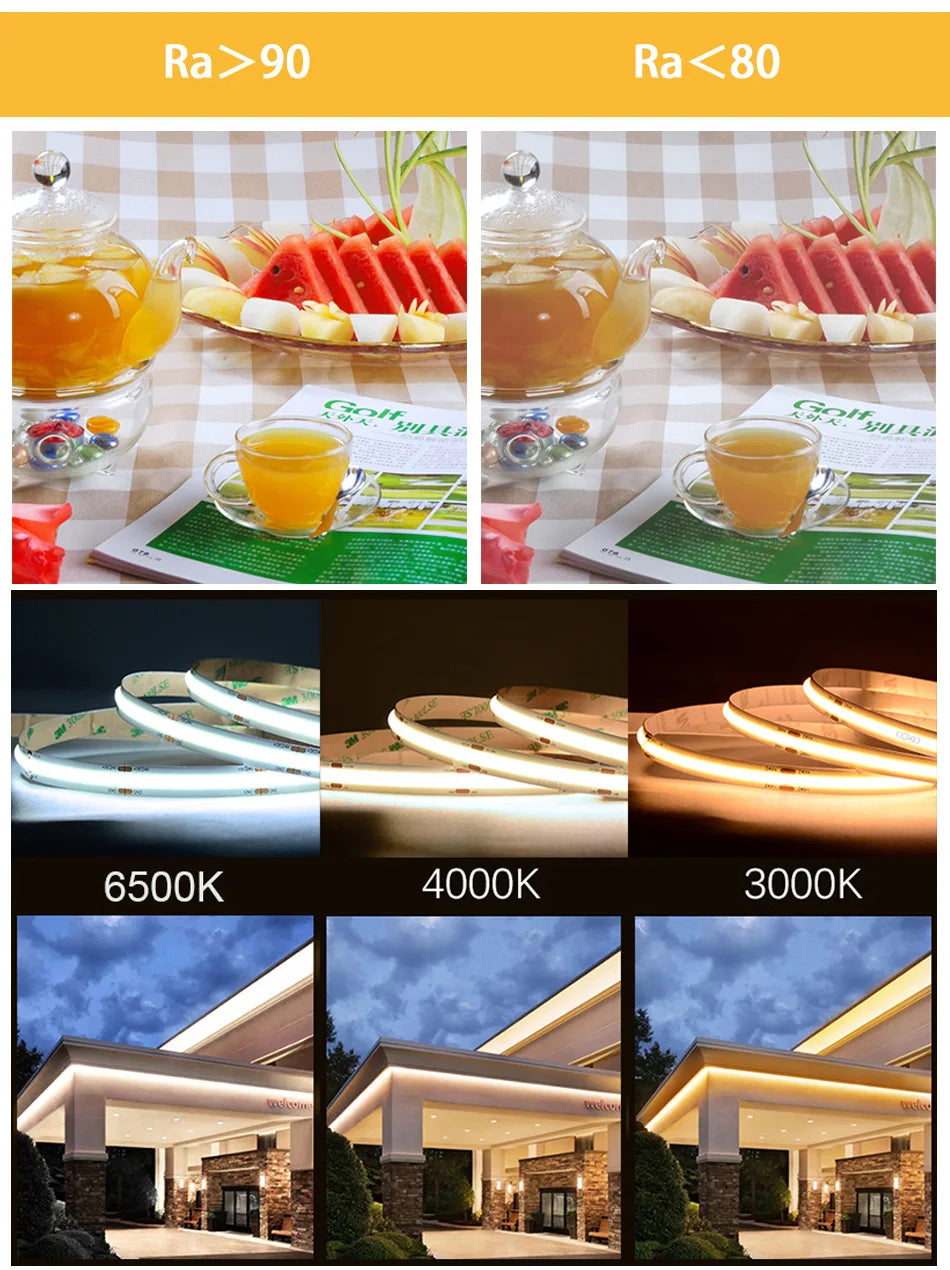 UL Listed COB LED Strip Light 320 480 LEDs/m