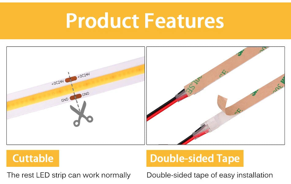 UL Listed COB LED Strip Light 320 480 LEDs/m