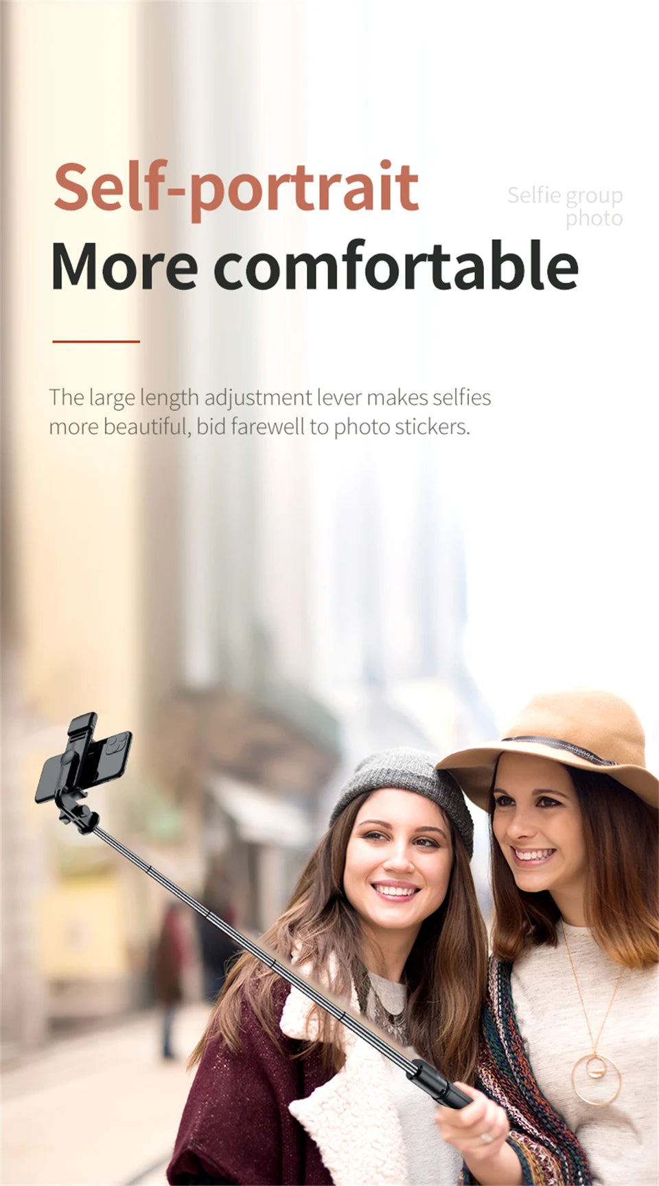 FANGTUOSI Wireless Bluetooth Selfie Stick Mobile