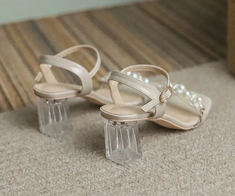 Transparent Thick Heel Ladies Shoes Summer 2025