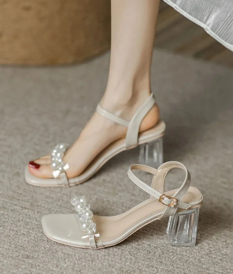 Transparent Thick Heel Ladies Shoes Summer 2025