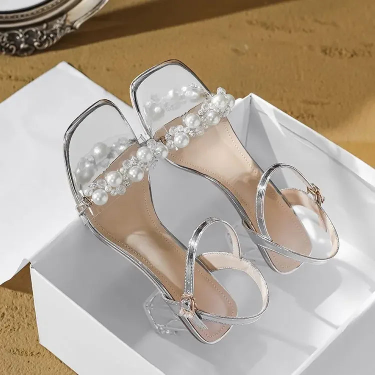 Transparent Thick Heel Ladies Shoes Summer 2025