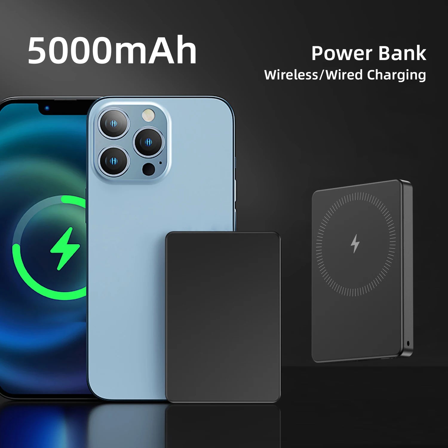 Magnetic Power Bank 5000Mah, Wireless Portable