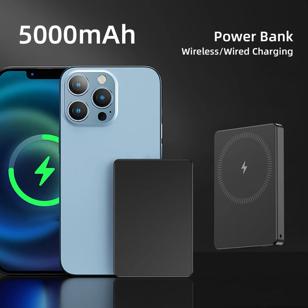 Magnetic Power Bank 5000Mah, Wireless Portable