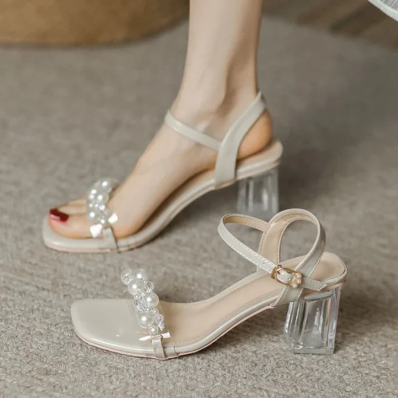 Transparent Thick Heel Ladies Shoes Summer 2025