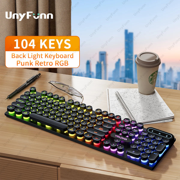 Wired Gaming Keyboard 104 Keys Color Matching