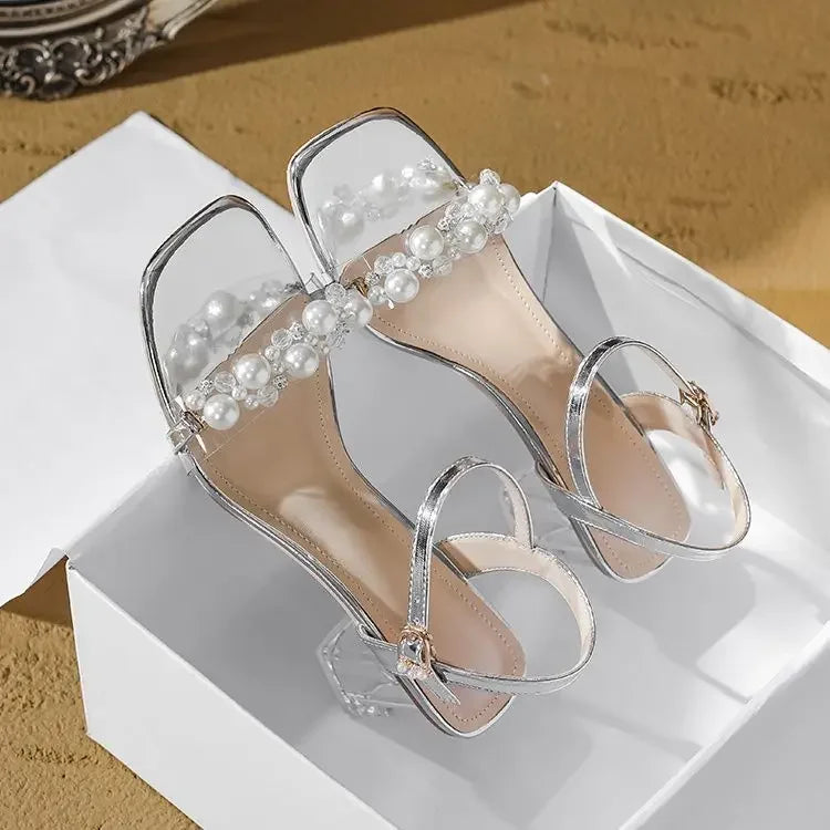 Transparent Thick Heel Ladies Shoes Summer 2025