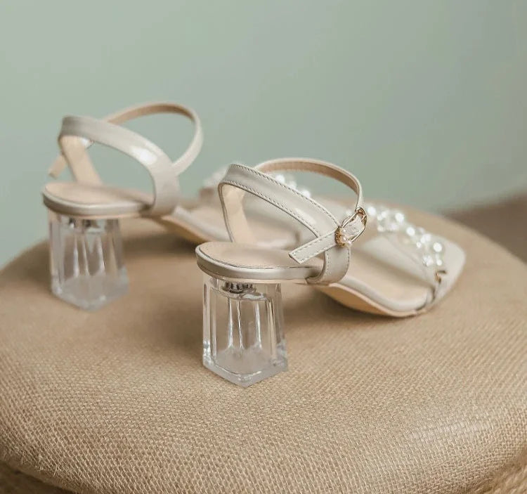 Transparent Thick Heel Ladies Shoes Summer 2025