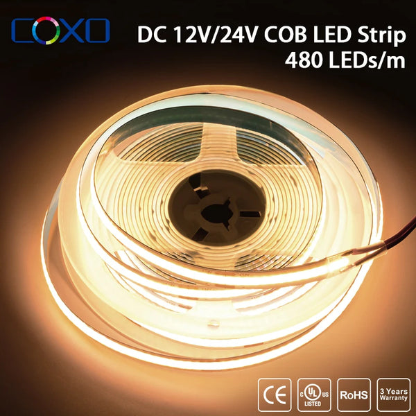 UL Listed COB LED Strip Light 320 480 LEDs/m