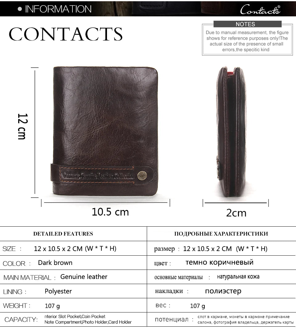 CONTACT'S 100% Genuine Leather RFID Men