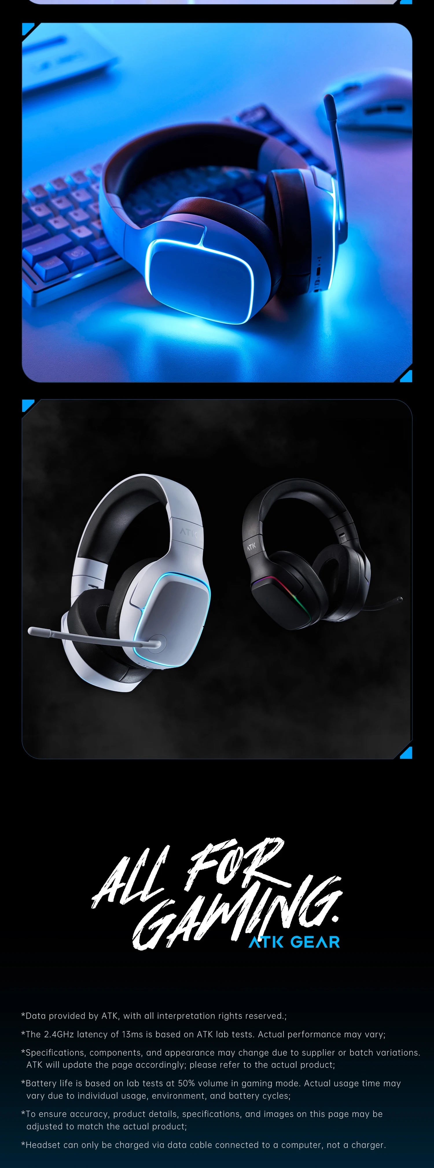 ATK M1 2.4G Wireless Gaming Headset with Mic