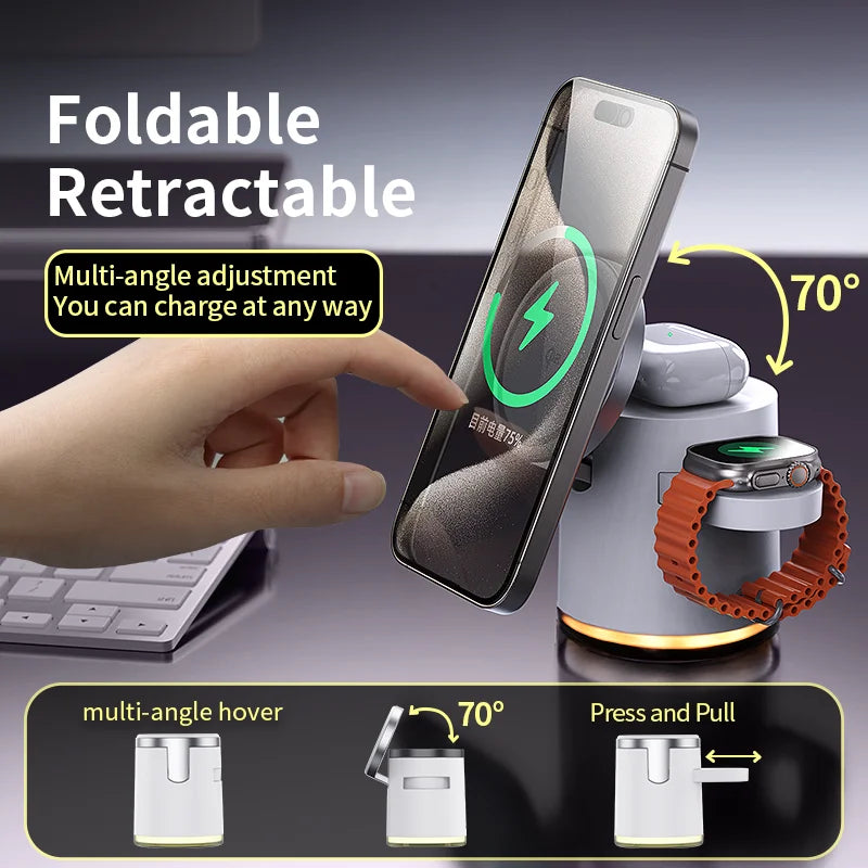 2025 New Qi2 Wireless Charger 3-in-1 Fast Charging