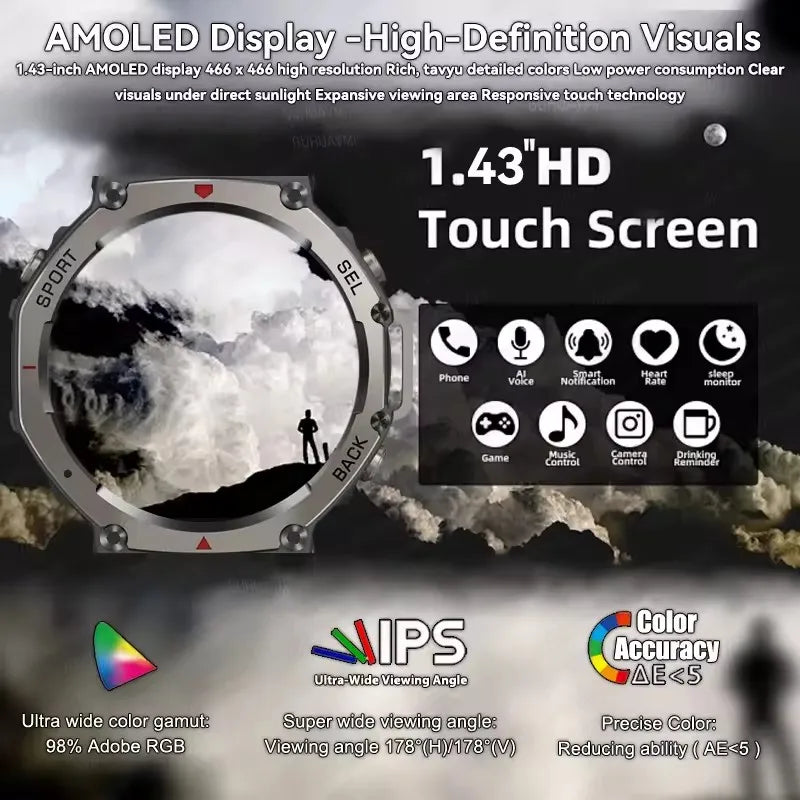 2025 New Military Bluetooth Call Smart Watch