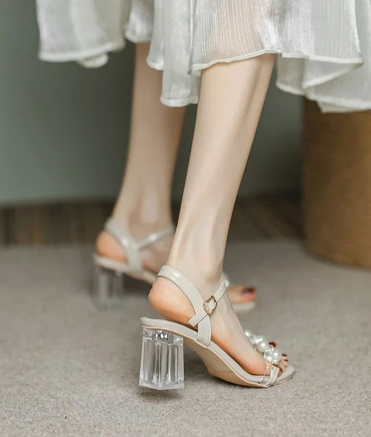 Transparent Thick Heel Ladies Shoes Summer 2025