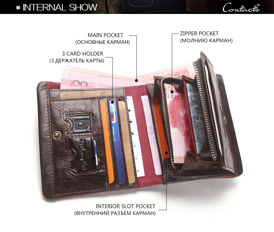 CONTACT'S 100% Genuine Leather RFID Men