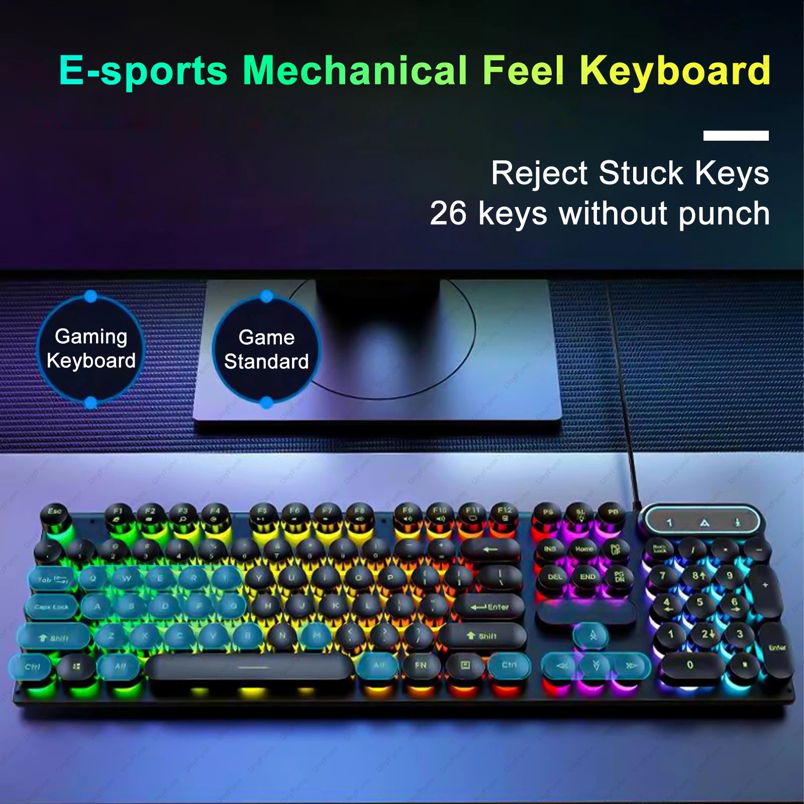 Wired Gaming Keyboard 104 Keys Color Matching
