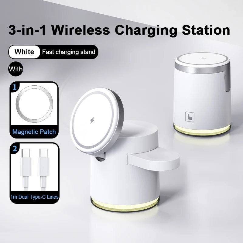2025 New Qi2 Wireless Charger 3-in-1 Fast Charging