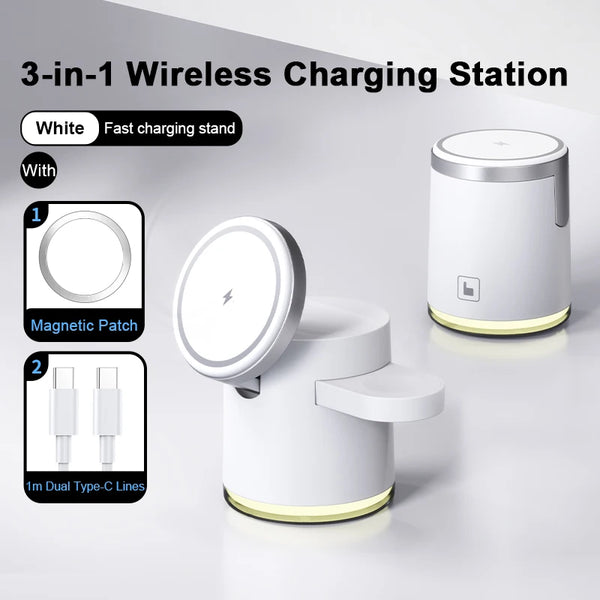2025 New Qi2 Wireless Charger 3-in-1 Fast Charging