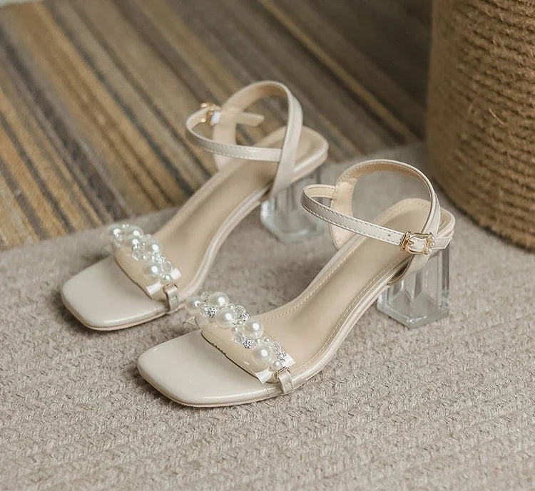 Transparent Thick Heel Ladies Shoes Summer 2025