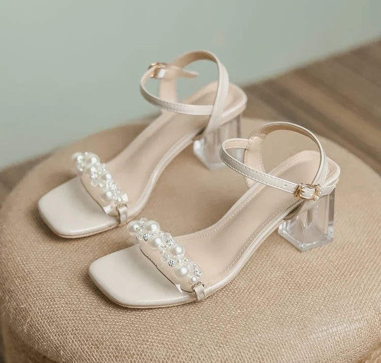 Transparent Thick Heel Ladies Shoes Summer 2025