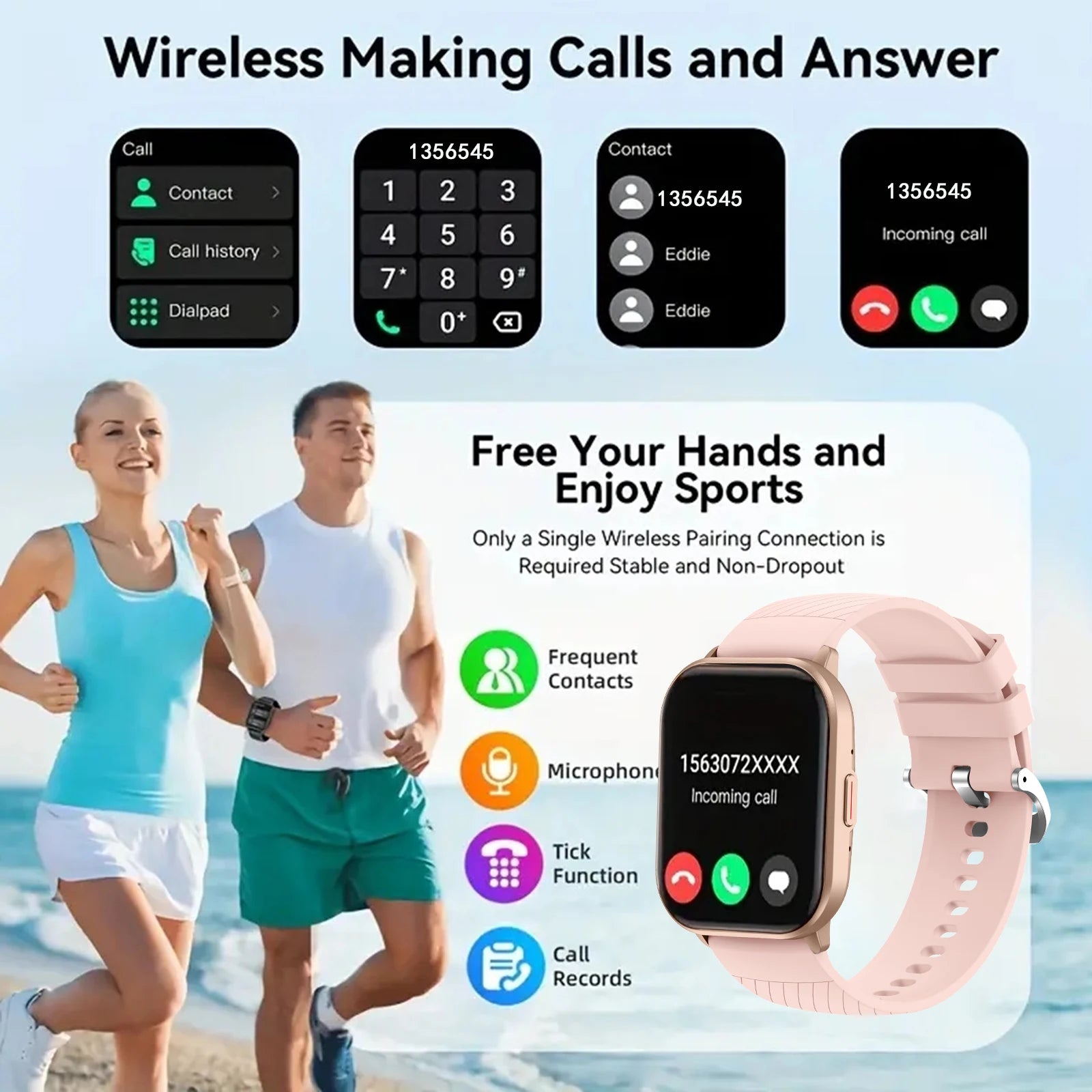 Smart watch, wireless calling/dial, multi-Sport