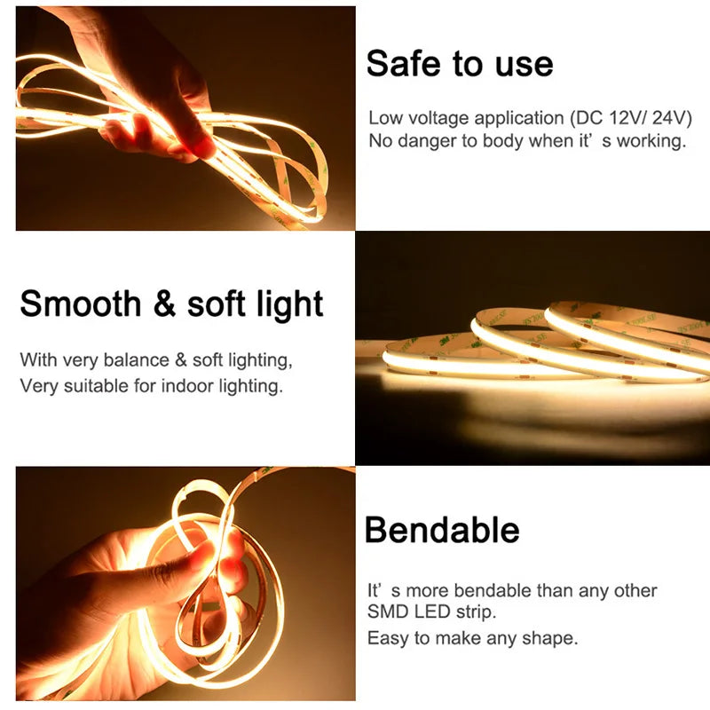 UL Listed COB LED Strip Light 320 480 LEDs/m