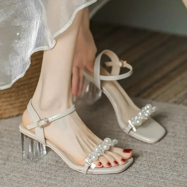 Transparent Thick Heel Ladies Shoes Summer 2025