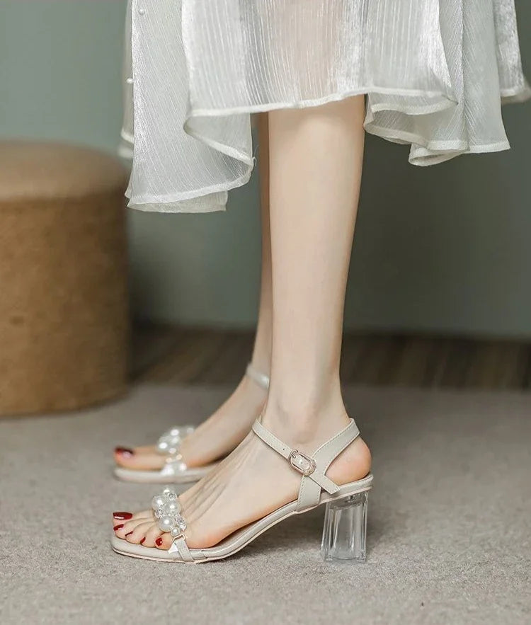 Transparent Thick Heel Ladies Shoes Summer 2025