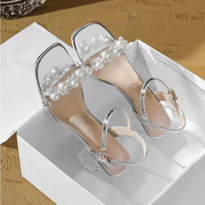 Transparent Thick Heel Ladies Shoes Summer 2025