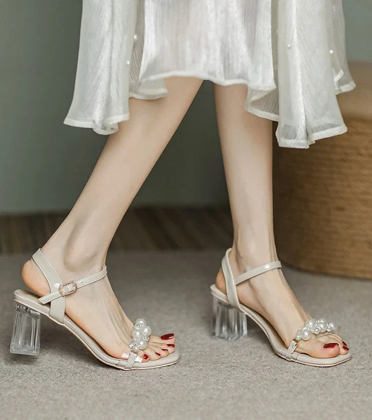 Transparent Thick Heel Ladies Shoes Summer 2025