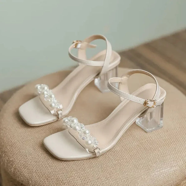 Transparent Thick Heel Ladies Shoes Summer 2025