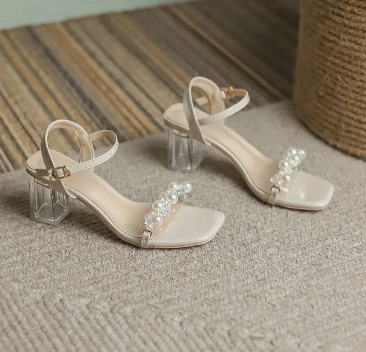 Transparent Thick Heel Ladies Shoes Summer 2025